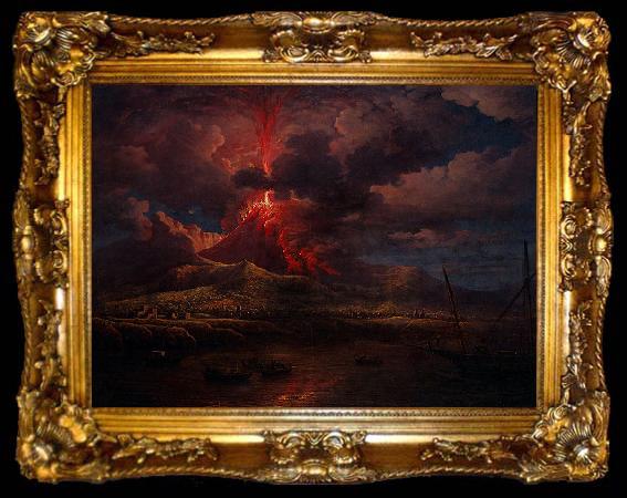 framed  William Marlow Vesuvius erupting at Night, ta009-2